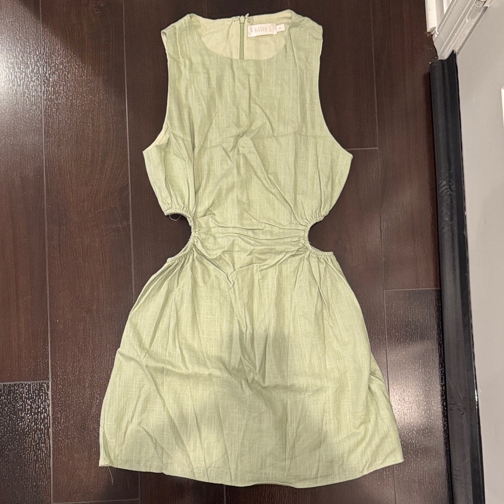 Elegant Light Green Cut-Out Mini Dress